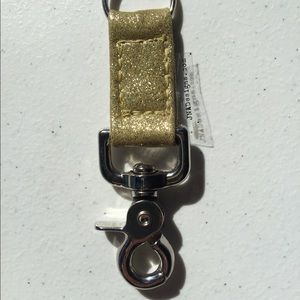 Gold sparkle vinyl key chain with snap clasp